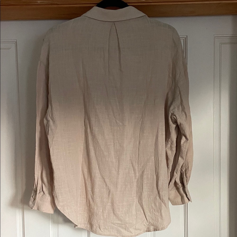 Zara Neutral Beige Textured Button Blouse - Picture 4 of 6
